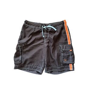 OP men’s large y2k swim trunks brown orange swimming trunks cargo style